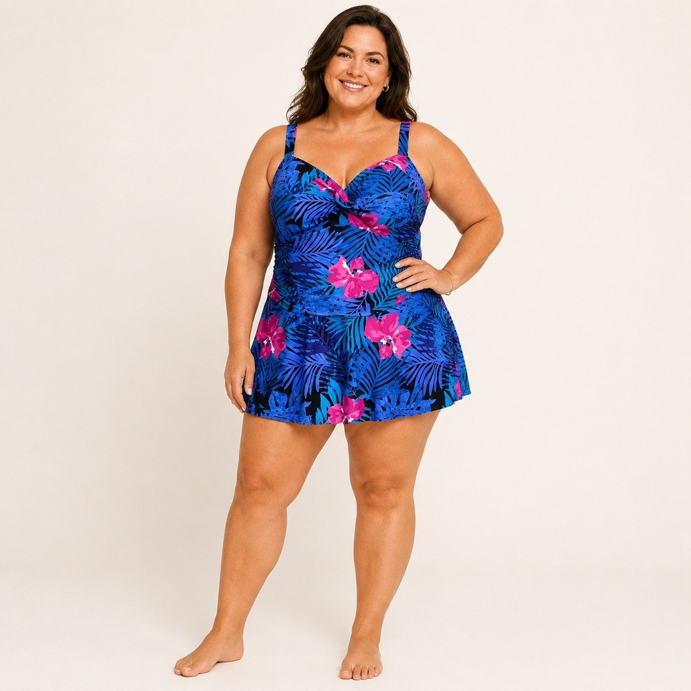 Swimsuits For All Swim Dress NWT Size 22 Floral 1 Piece Swimsuit Tummy Control